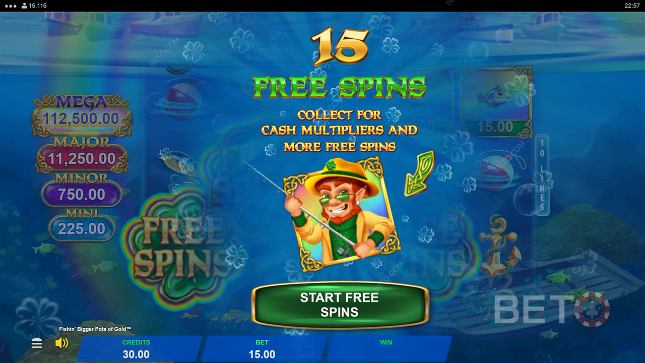 Giành chiến thắng gấp 22.826 lần tiền cược của bạn trong trò chơi slot video Fishin