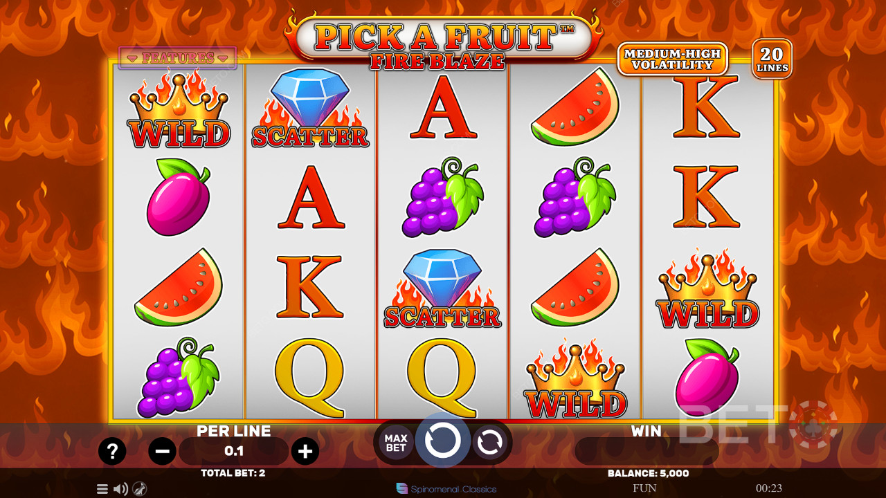 Đánh giá Pick A Fruit Fire Blaze của BETO Slots