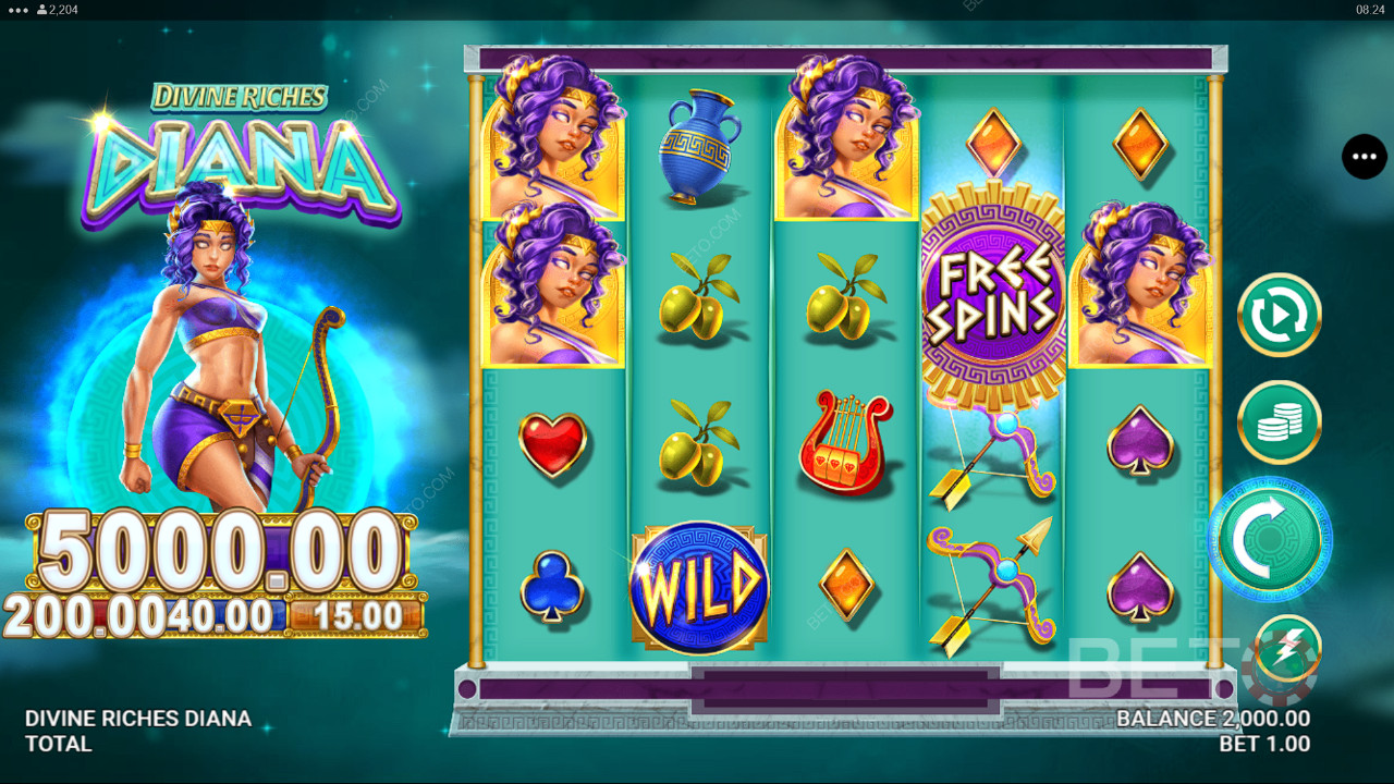Đánh giá Divine Riches Diana của BETO Slots