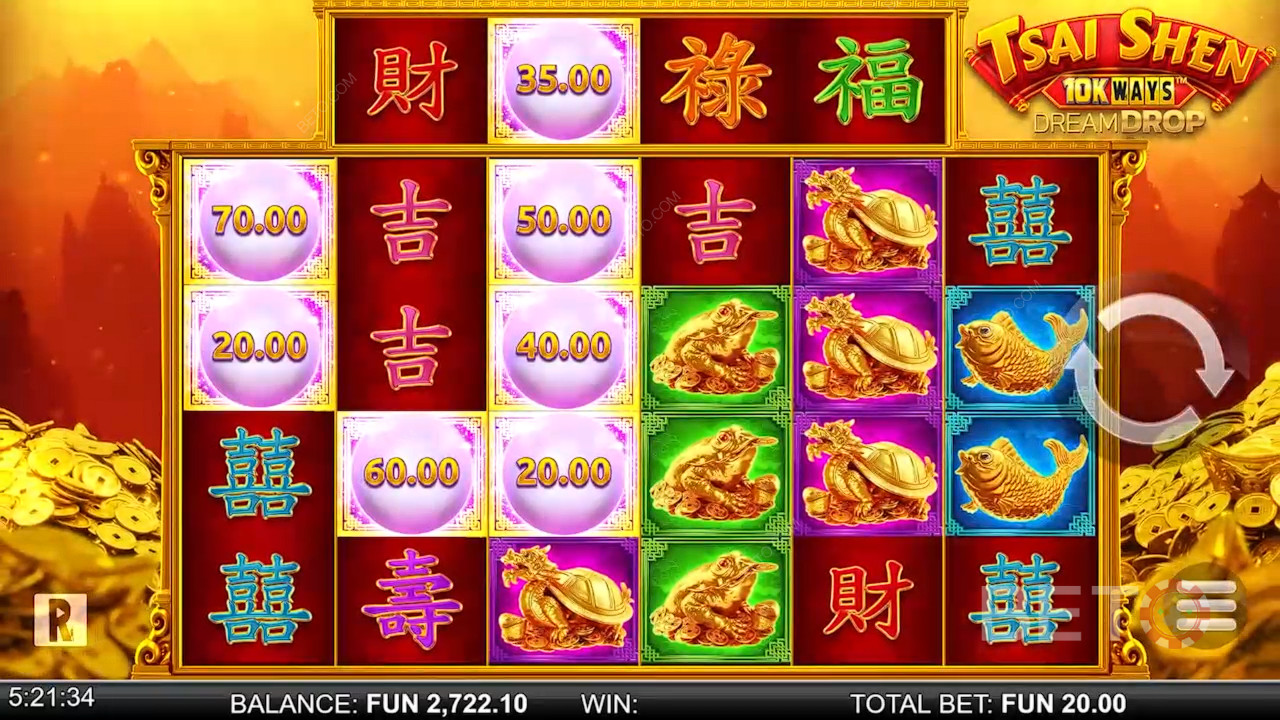 Đánh giá Tsai Shen 10K Ways Dream Drop của BETO Slots
