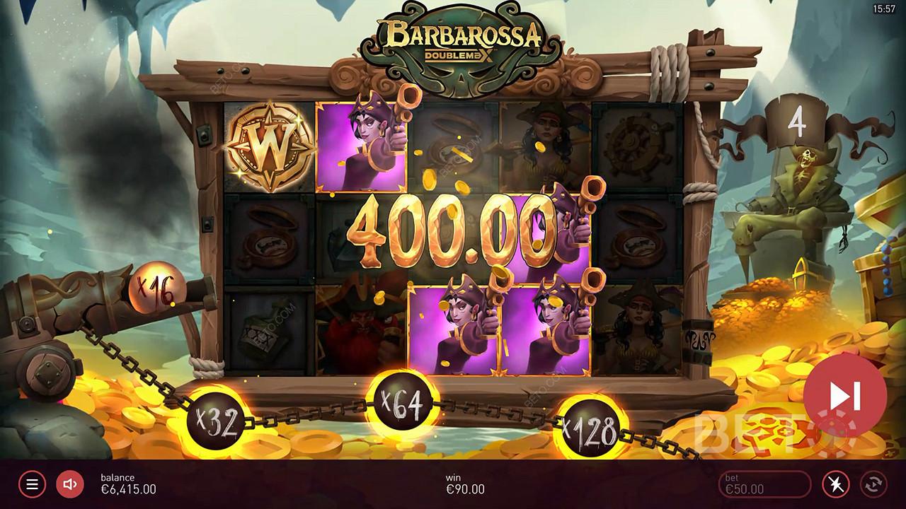 Kiếm được 20.000 lần số tiền đặt cược của bạn trong Máy đánh bạc Barbarossa DoubleMax!