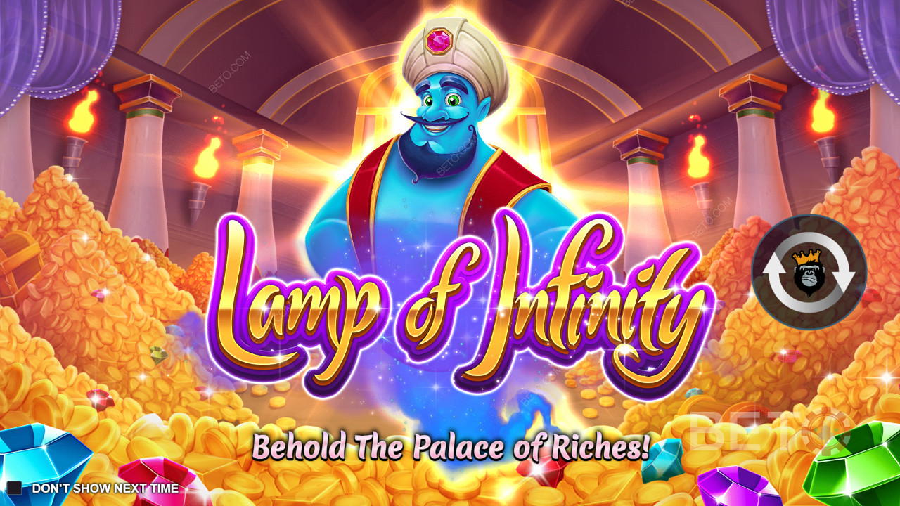 Yêu cầu thần đèn thực hiện mong muốn của bạn trong trò chơi slot trực tuyến Lamp of Infinity