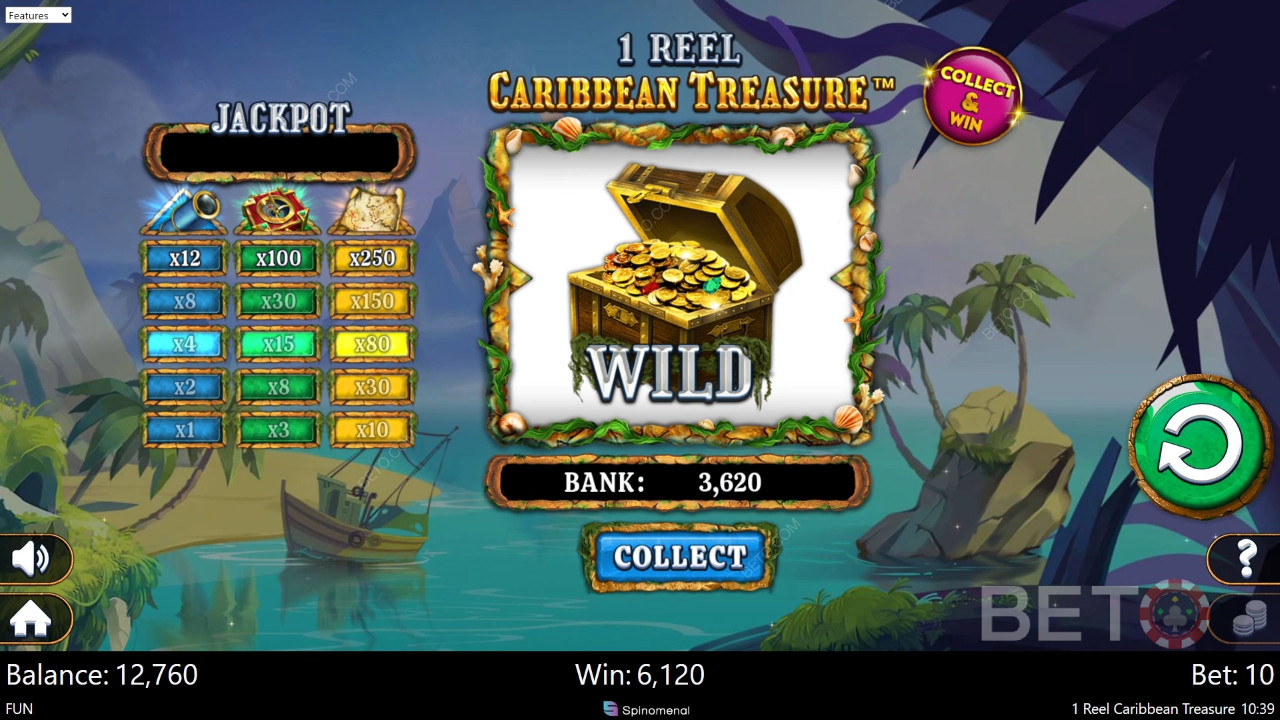 Đánh giá 1 Reel Caribbean Treasure của BETO Slots