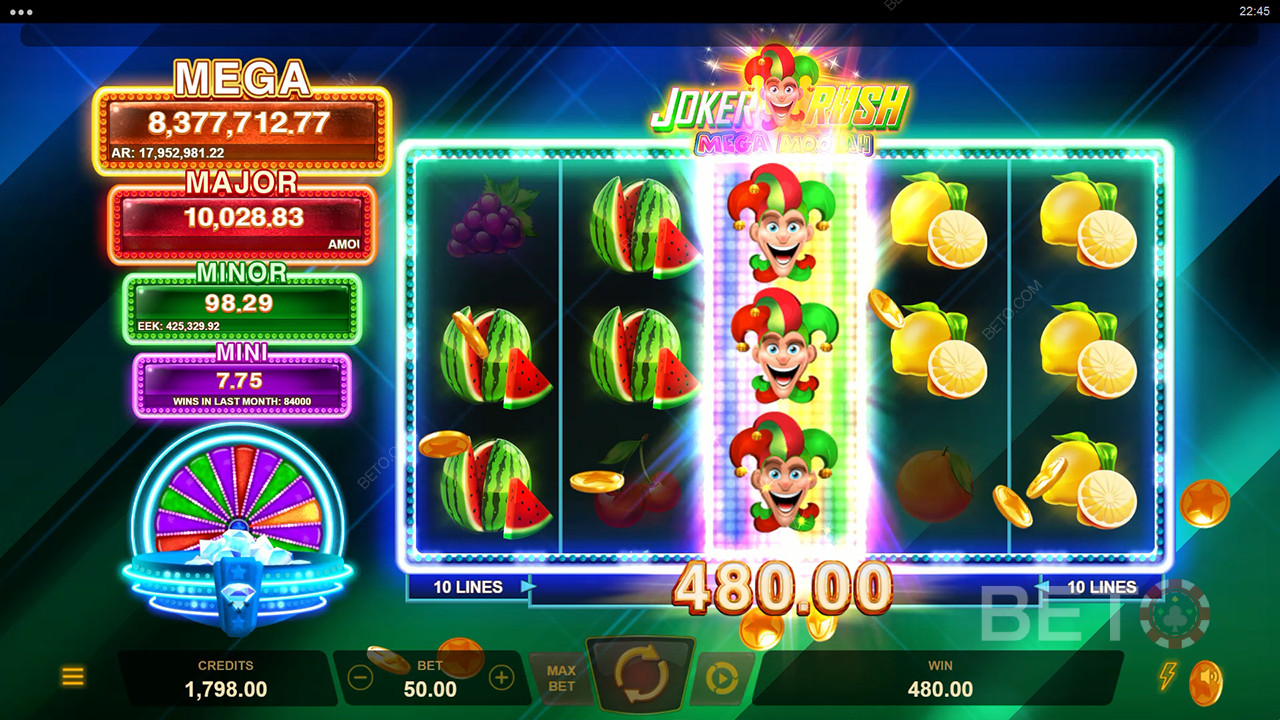 Đánh giá Joker Rush Mega Moolah của BETO Slots
