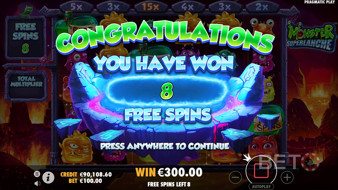Thắng 5.000 lần tiền cược của bạn trong trò chơi Monster Superlanche Slot!