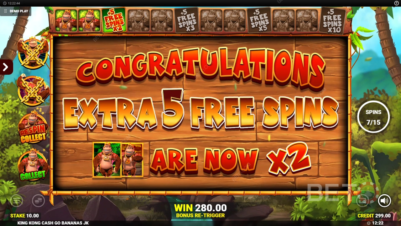 Giành chiến thắng gấp 50.000 lần tiền cược của bạn trong máy đánh bạc King Kong Cash Go Bananas!