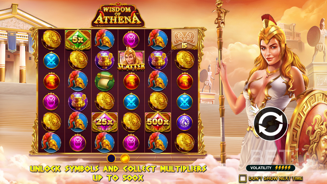 Số nhân khổng lồ được nhìn thấy trong trò chơi slot trực tuyến Wisdom of Athena