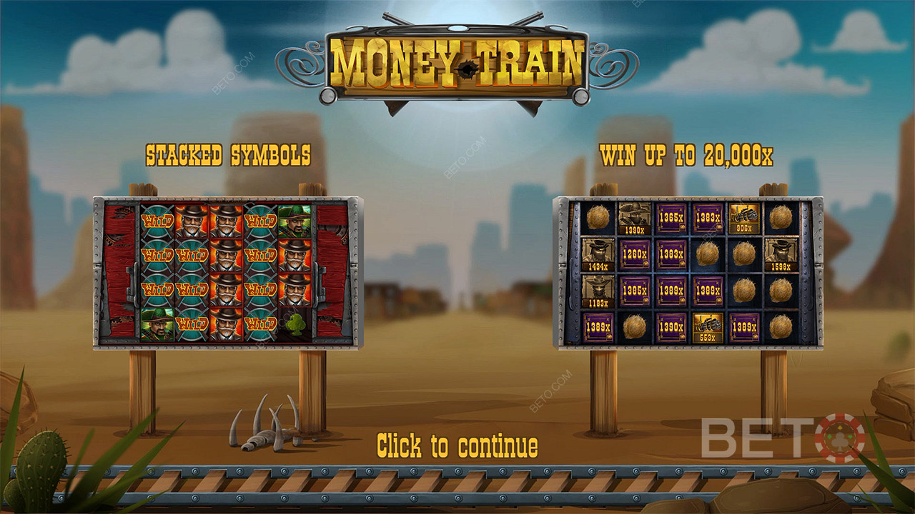 Hãy vui vẻ theo đuổi Chiến thắng tối đa gấp 20.000 lần số tiền đặt cược của bạn trong trò chơi đánh bạc trực tuyến Money Train