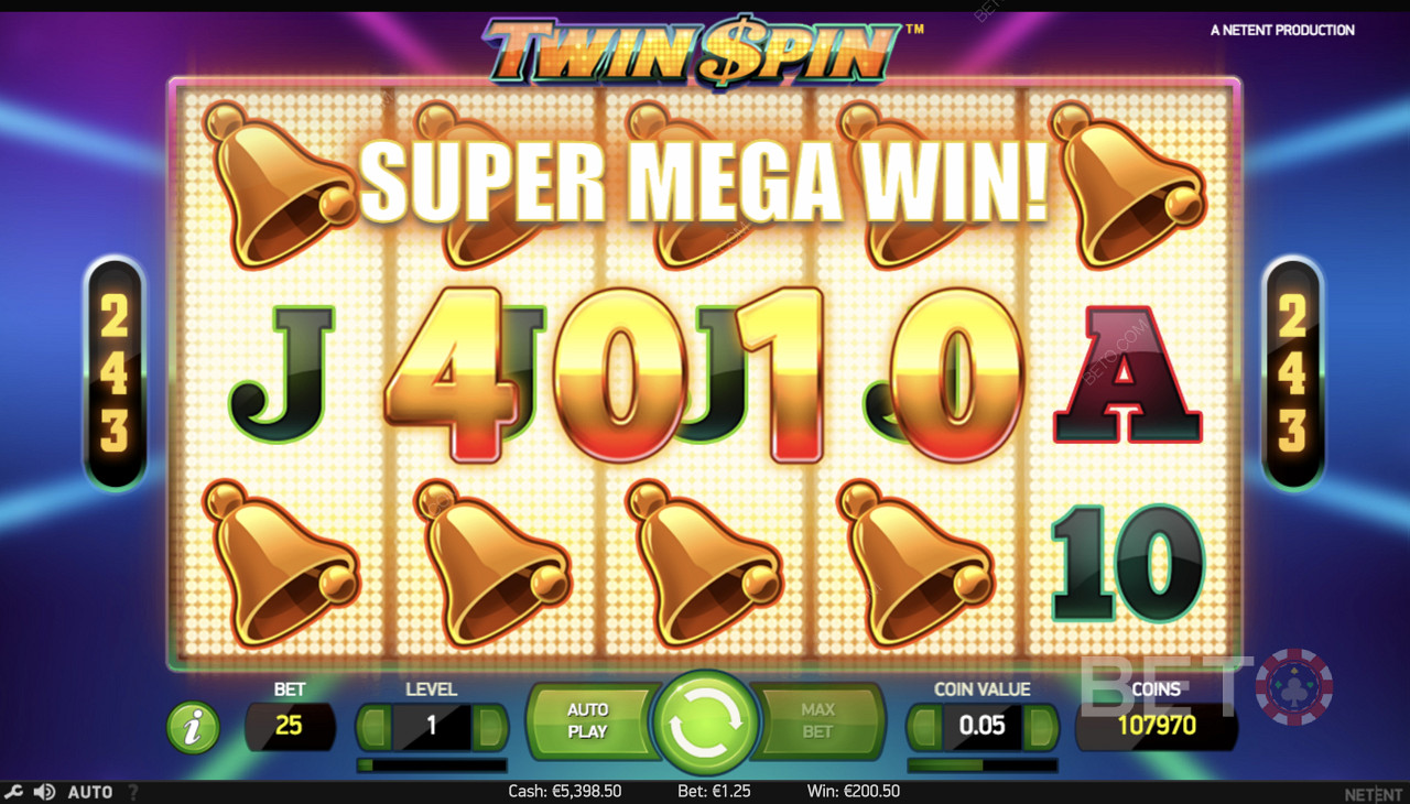 Giành chiến thắng Super Mega Win trong Twin Spin