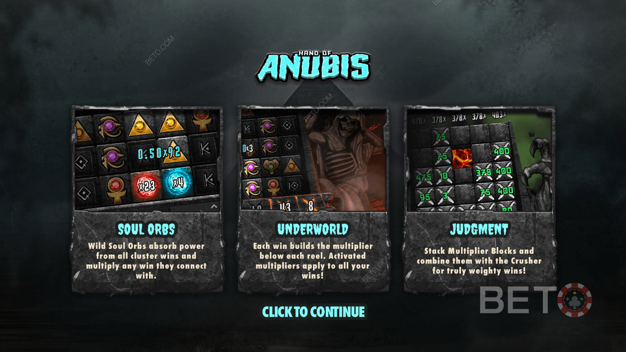 Tận hưởng 3 tính năng nổi bật trong slot trực tuyến Hand of Anubis