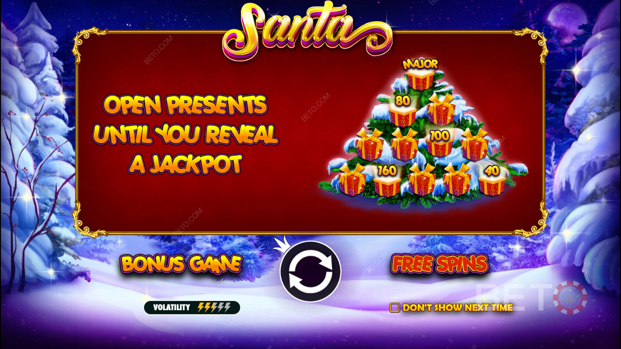 Trò chơi có thưởng có giải thưởng tiền mặt và giải đặc biệt trong slot trực tuyến ông già Noel