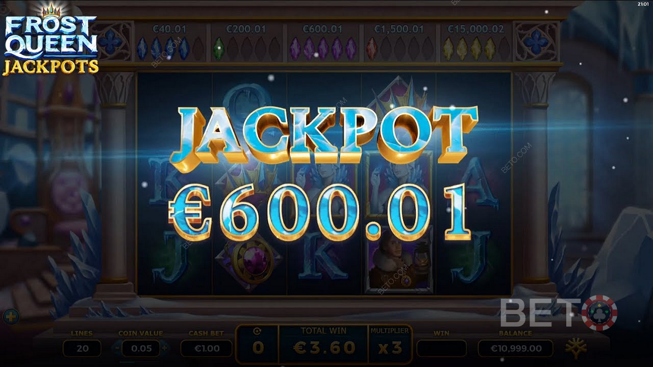 Nhận giải độc đắc trị giá 600 Euro trong Frost Queen Jackpots
