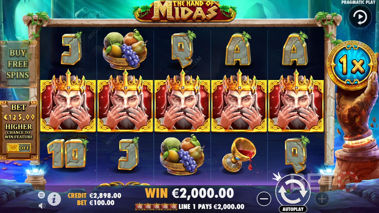 5 Biểu tượng King Midas trả lớn trong Hand of Midas Video Slot