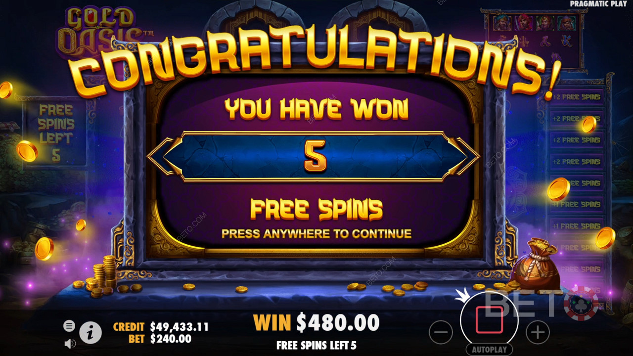 Kiếm được 7.260 lần số tiền đặt cược của bạn trong trò chơi Slot Gold Oasis trực tuyến!