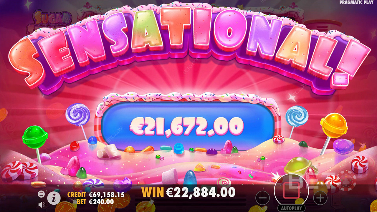 Kiếm được gấp 5.000 lần số tiền đặt cược của bạn trong trò chơi Slot trực tuyến Sugar Supreme Powernudge!