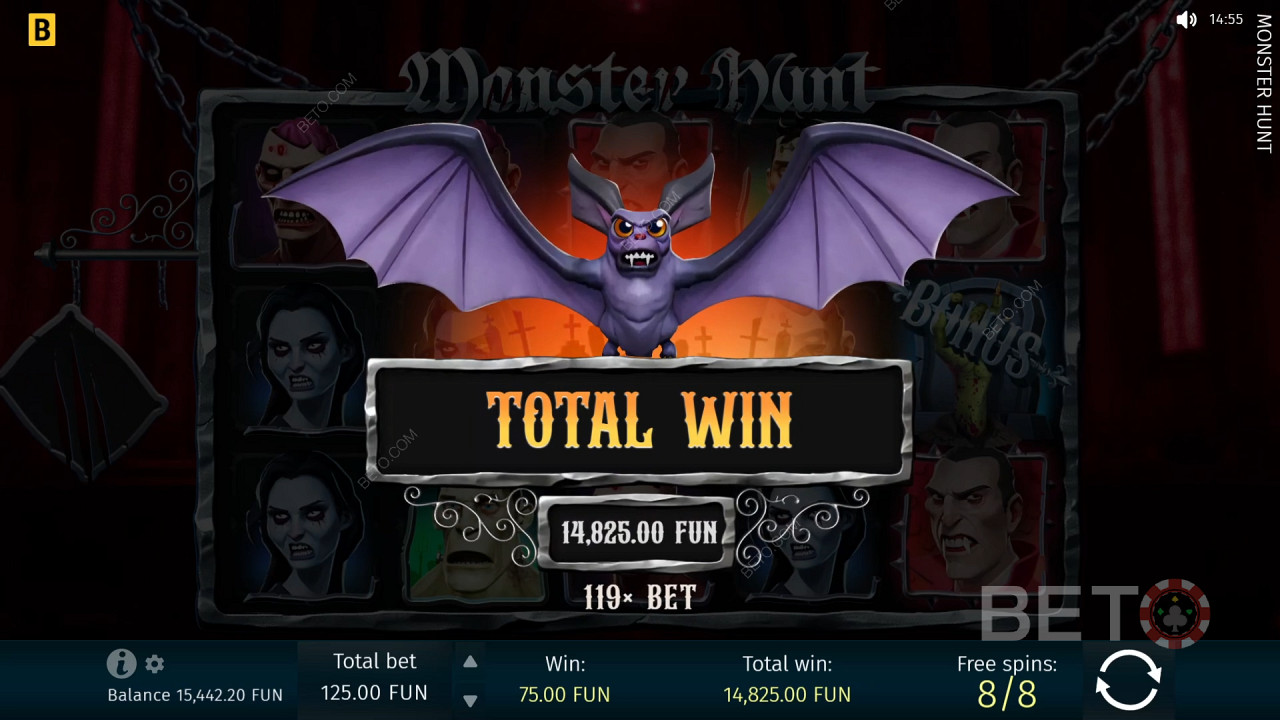 Kiếm được 1.299 lần số tiền đặt cược của bạn trong Slot Video Monster Hunt!
