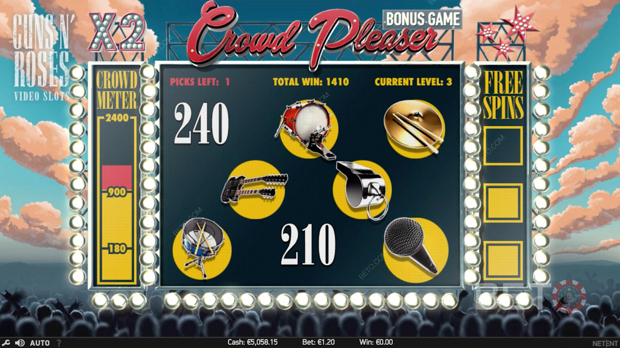 Trò chơi tiền thưởng Crowd Pleaser độc đáo trong Guns N