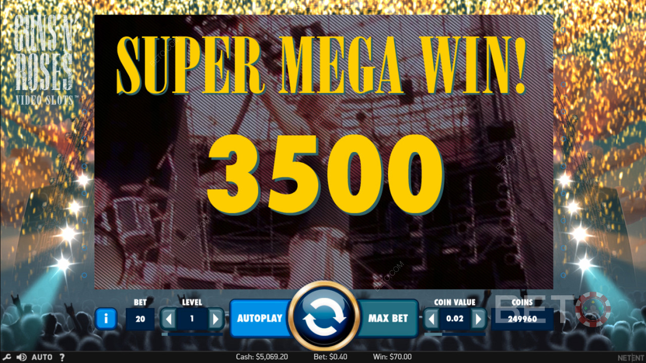 Đạt được Super Mega Win được săn lùng nhiều nhất trong Guns N