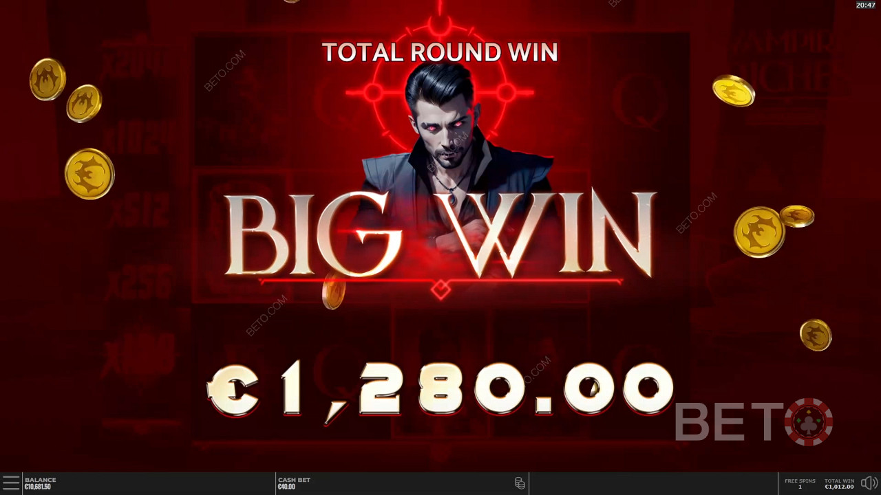 Kiếm được 25.000 lần số tiền đặt cược của bạn trong Máy quay video Vampire Riches DoubleMax!