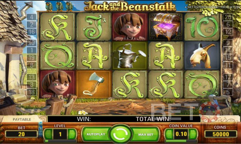 Các biểu tượng trả lương thấp thông thường khác nhau trong Jack and the Beanstalk