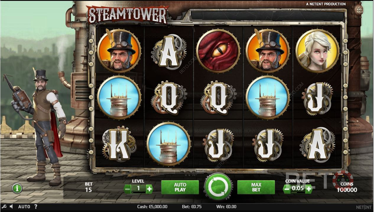 Gameplay của Steam Tower Online Slot