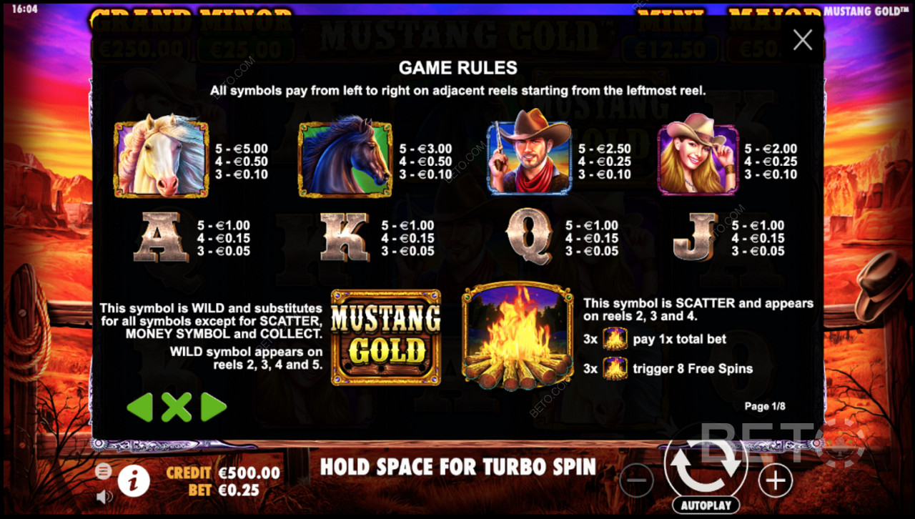 Quy tắc trò chơi của Mustang Gold Slot trực tuyến