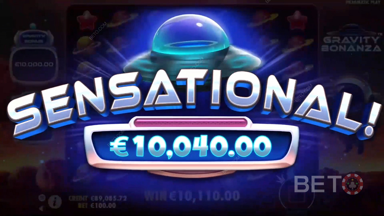 Kiếm được gấp 10.000 lần số tiền đặt cược của bạn trong trò chơi slot trực tuyến Gravity Bonanza!