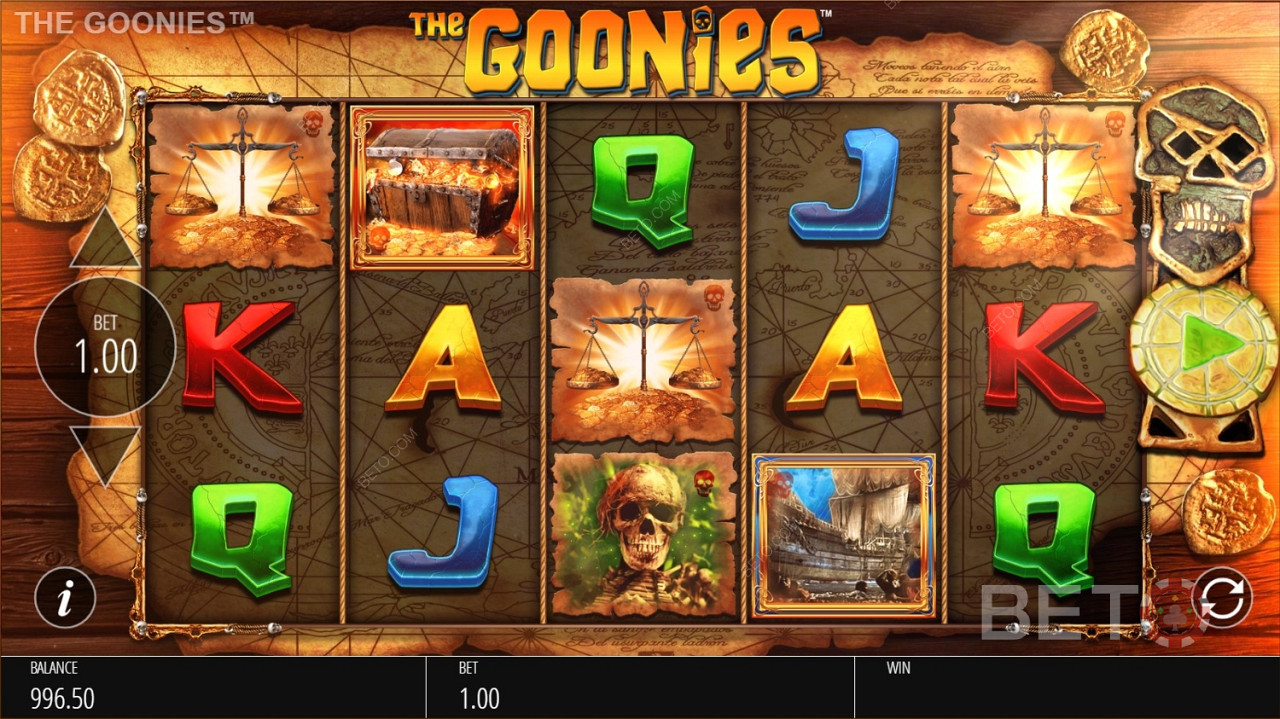 Các biểu tượng khác nhau trong The Goonies Jackpot King