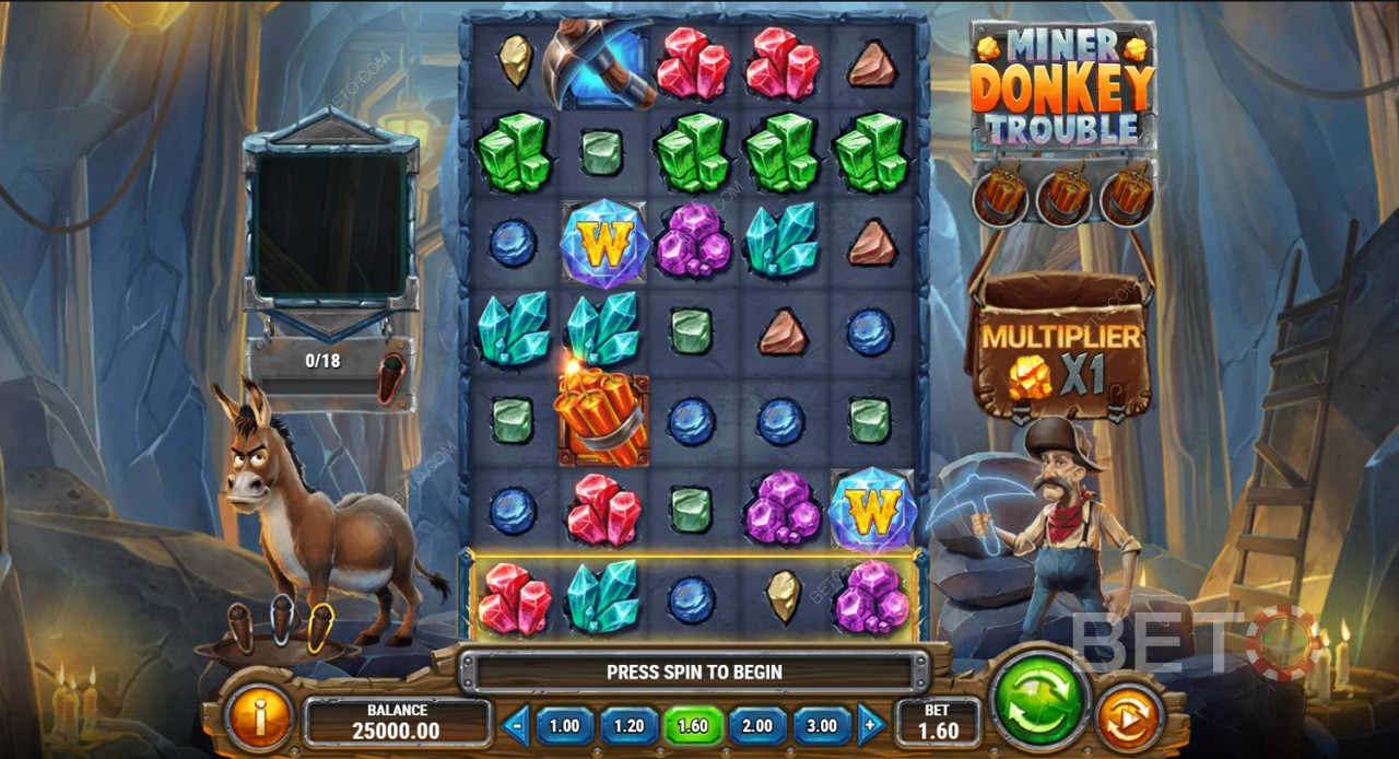 Miner Donkey Trouble - Đi khai thác để tìm kho báu và đá quý đầy màu sắc