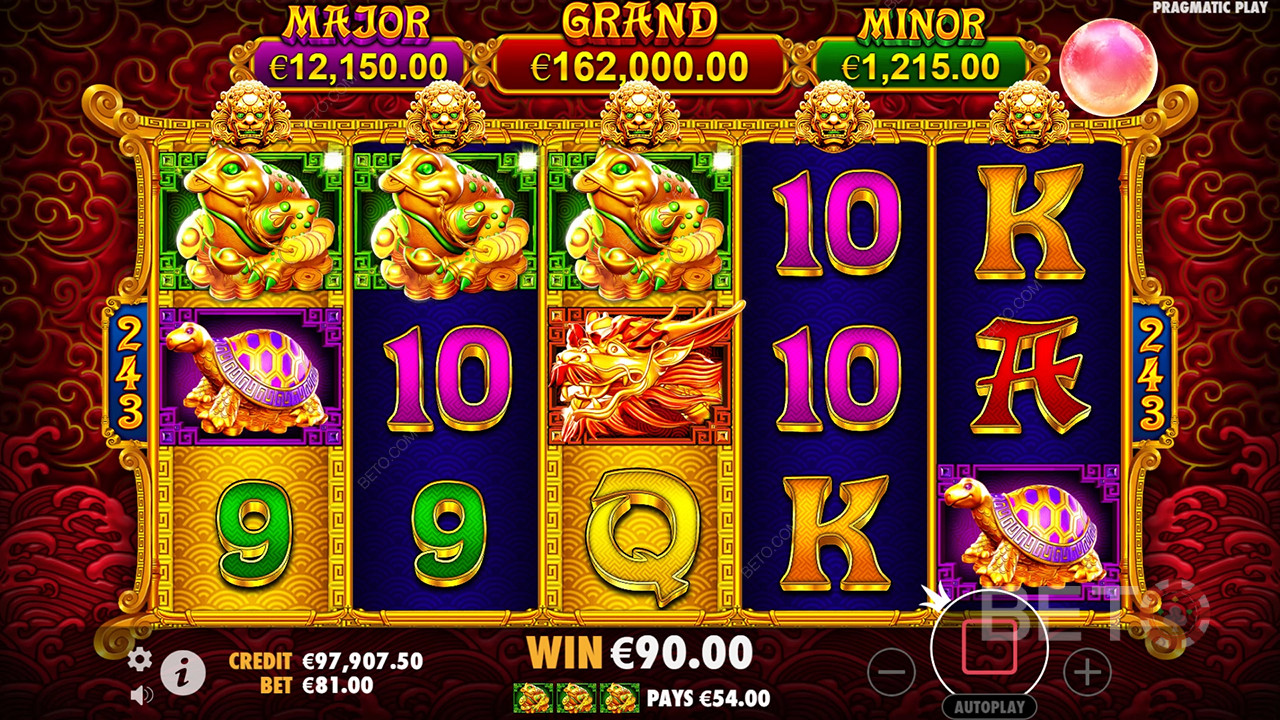 Thắng 7.342 lần tiền cược của bạn trong trò chơi 5 Lions Gold!