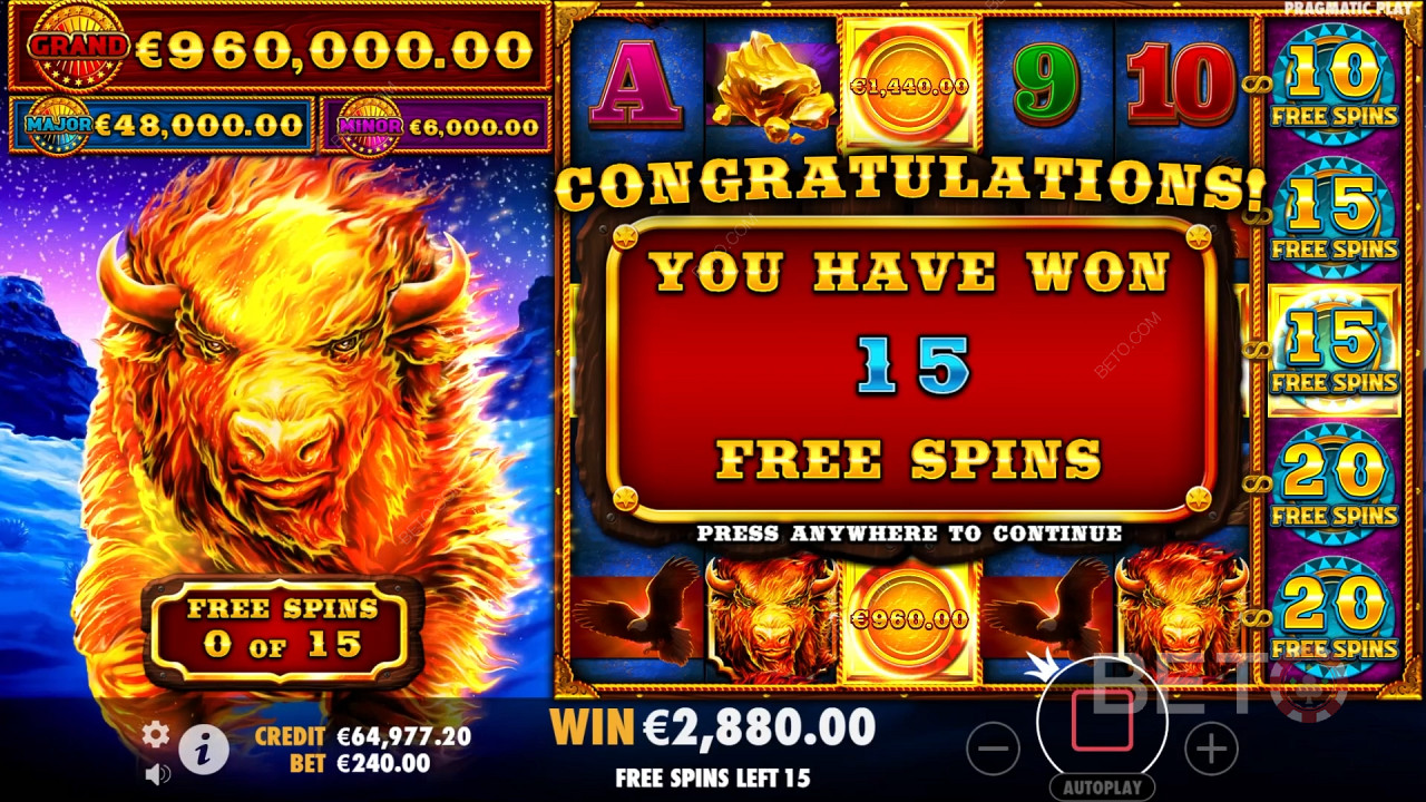 Kiếm được gấp 4.275 lần số tiền đặt cược của bạn trong trò chơi Slot Video Fire Stampede!