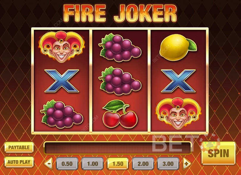 Thiết kế cổ điển và biểu tượng máy hoa quả cổ điển trong Fire Joker