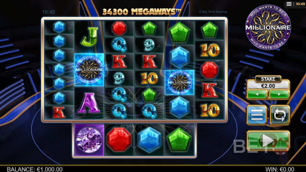 Bố cục cơ bản của màn hình slot Who Wants to be Millionaire thật hấp dẫn