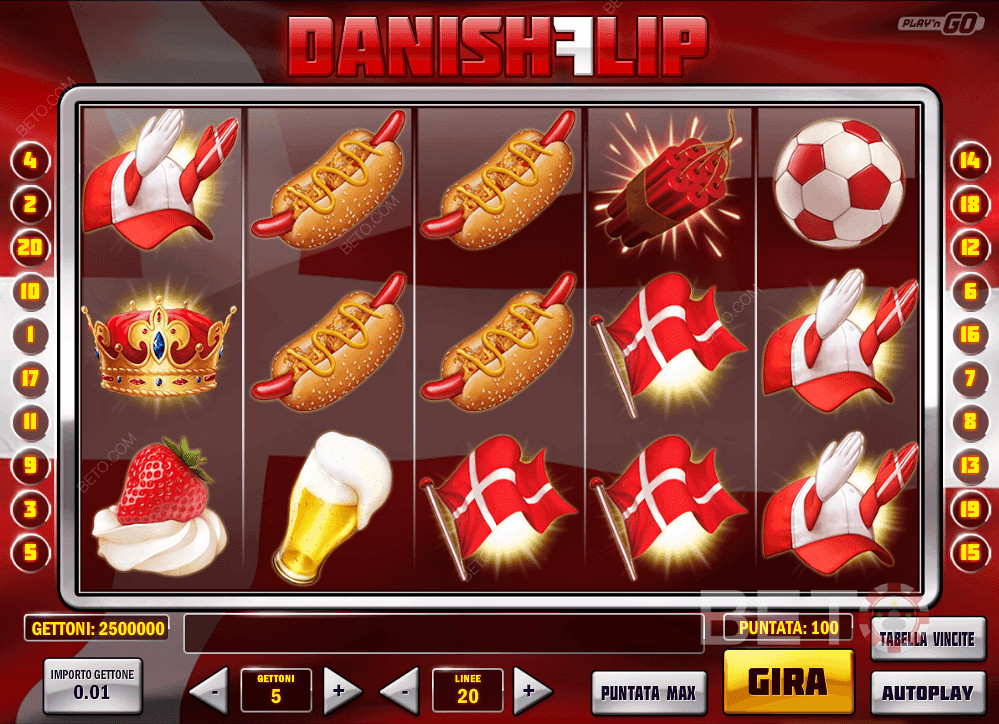 Nhận các biểu tượng chính xác trong hàng và giành chiến thắng lớn trong Danish Flip