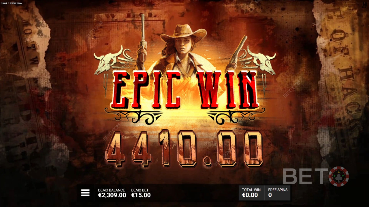 Thắng 15.000 lần tiền cược của bạn trong trò chơi slot 2 Wild 2 Die!