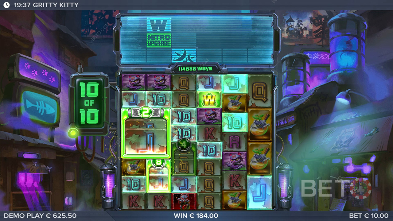 Đánh giá Gritty Kitty of Nitropolis của BETO Slots