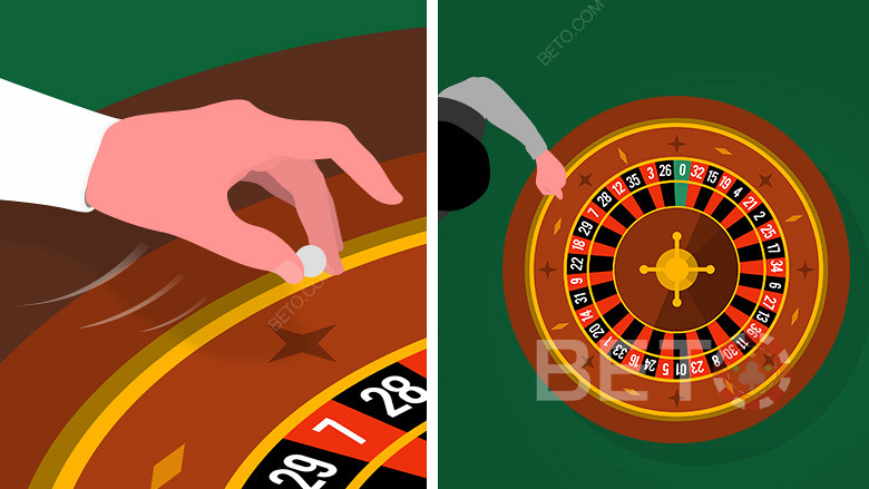 Nhà cái quay quả bóng theo hướng ngược lại của bánh xe roulette.