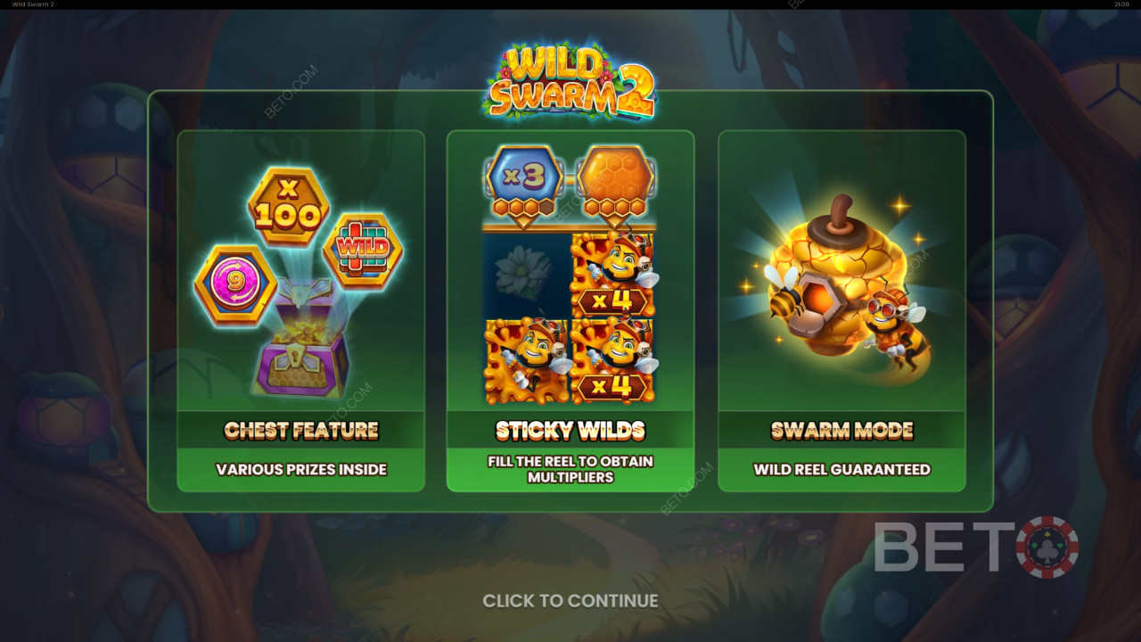 Giải thích về các tính năng thưởng trong Wild Swarm 2 của Push Gaming
