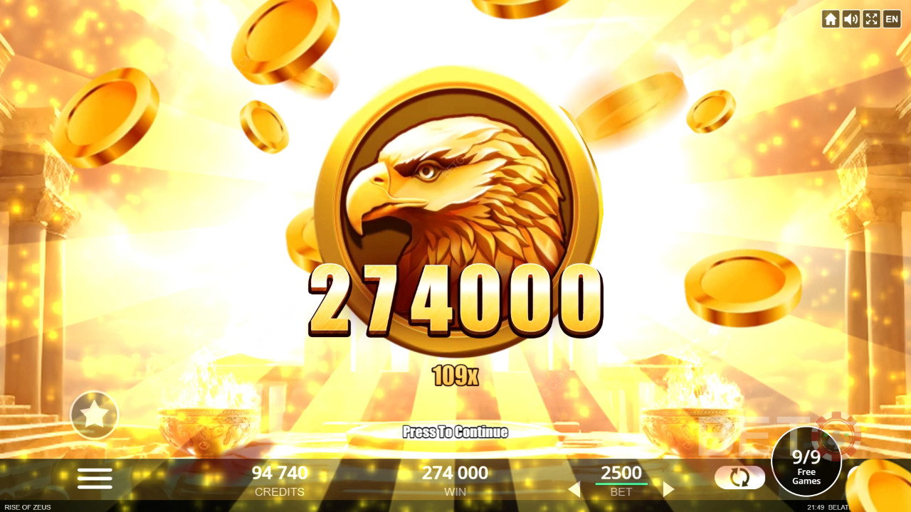 Thắng 10.000 lần tiền cược của bạn trong trò chơi Rise of Zeus Slot trực tuyến!