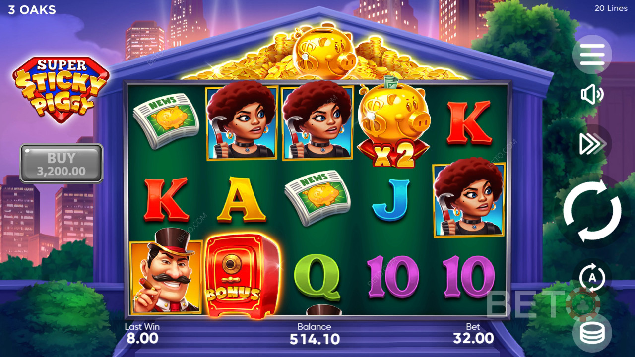 Cách chơi Super Sticky Piggy của 3 Oaks Gaming
