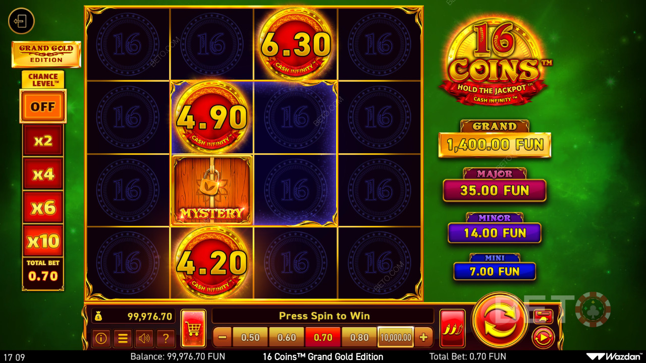 Cách chơi phiên bản Grand Gold 16 Coins của Wazdan