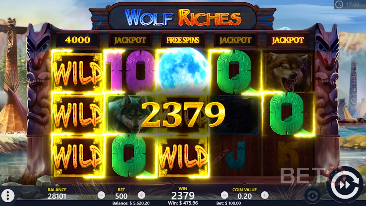 Quay miễn phí và giành chiến thắng trong trò chơi trực tuyến Wolf Riches