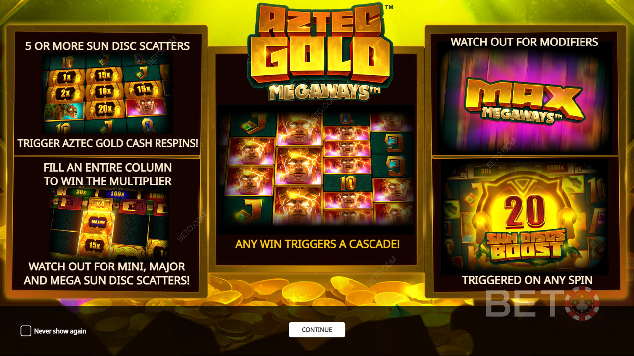 Tận hưởng một số tính năng tiền thưởng mạnh mẽ trong máy đánh bạc Aztec Gold Megaways