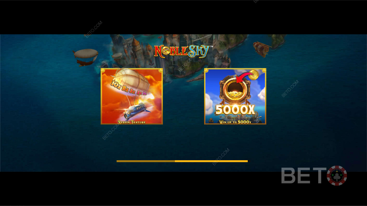 Nhận được số tiền thắng tối đa là 5.000 lần trong máy đánh bạc Noble Sky