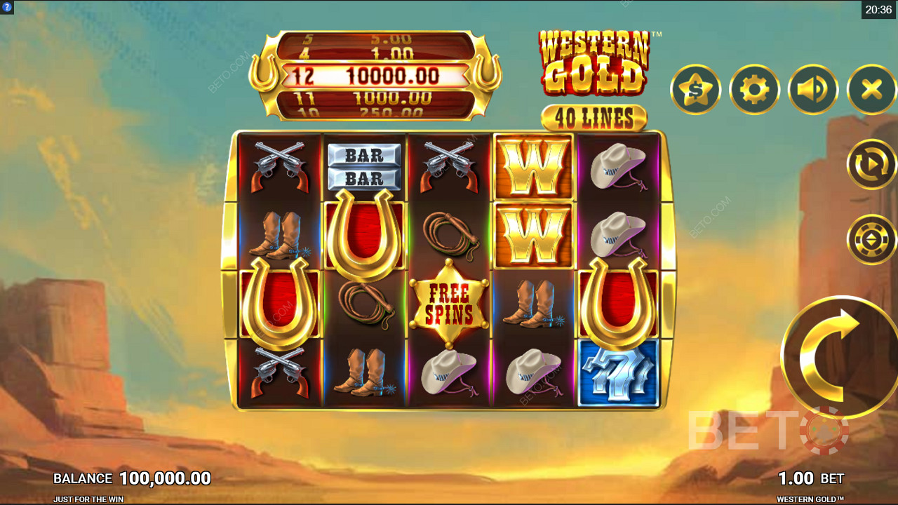 Khe cắm theo chủ đề cao bồi Western Gold của Just For The Win