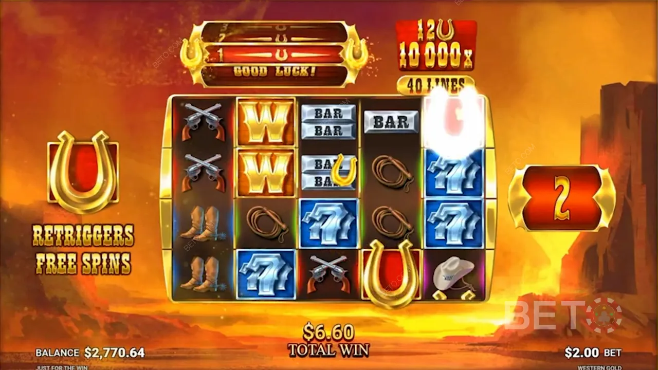 Một trò chơi mẫu của máy đánh bạc video Western Gold