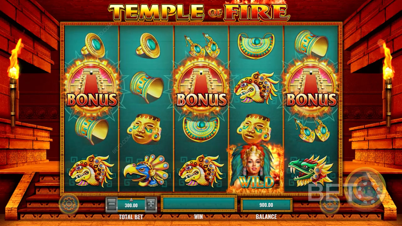Một mẫu của trò chơi - Temple of Fire từ IGT