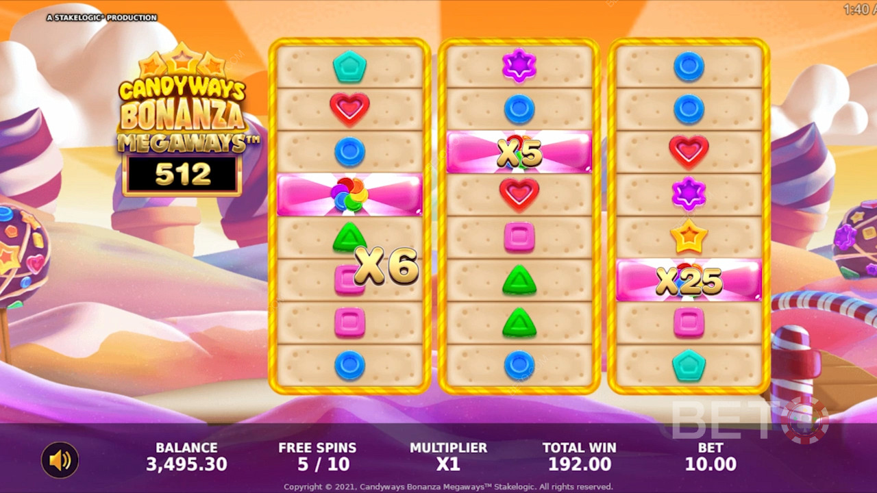 Tận hưởng một số tính năng bổ ích trong trò chơi trực tuyến Candyways Bonanza Megaways