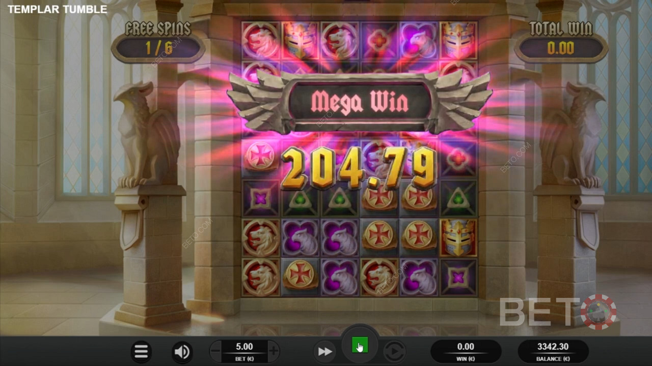 Chiến thắng Mega trong máy đánh bạc Templar Tumble