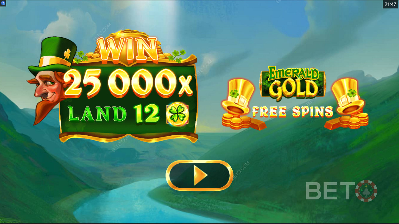 Thắng 25.000 lần tiền cược của bạn trong máy đánh bạc Emerald Gold